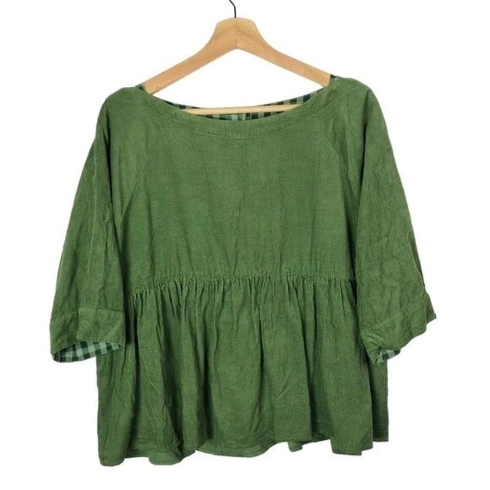 Maeve ANTHROPOLOGIE Green Peplum Blouse